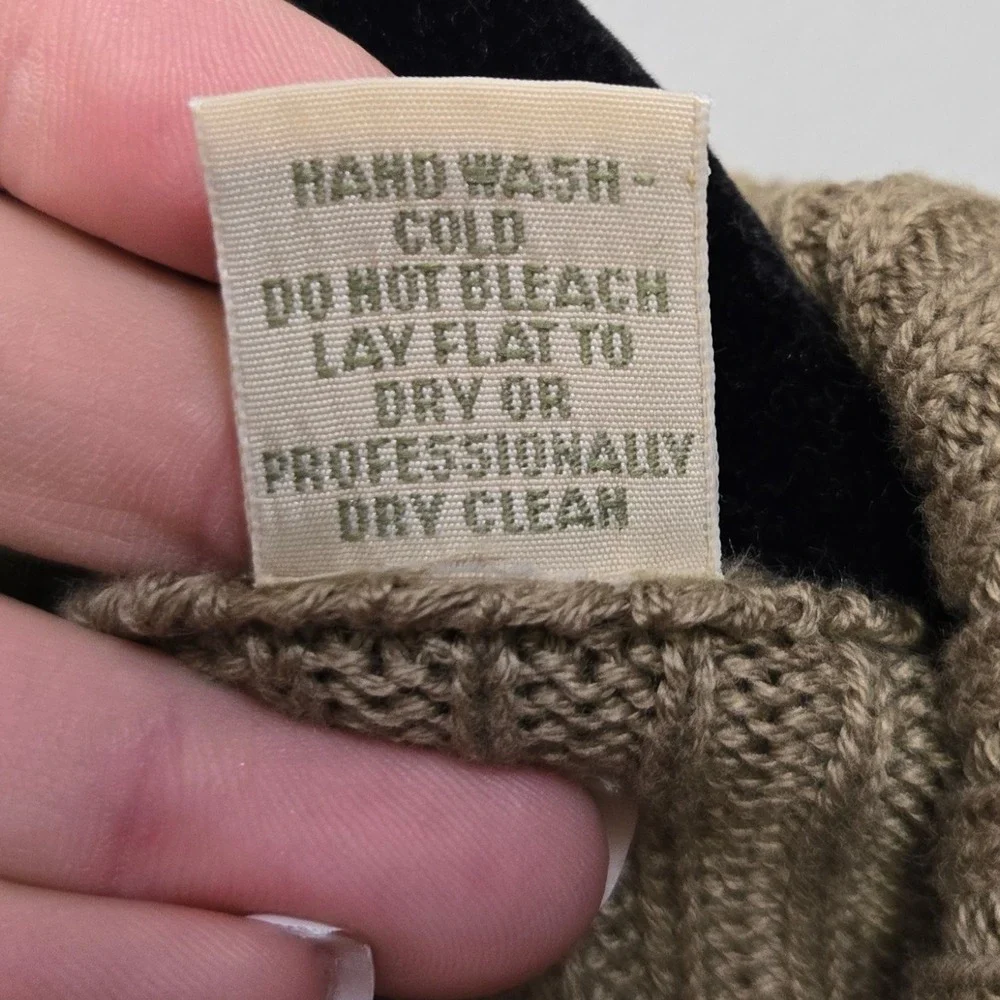 Leelanau Trail Cardigan Sweater XL Cotton Full Zip Rib‎ Knit Mock Neck Military